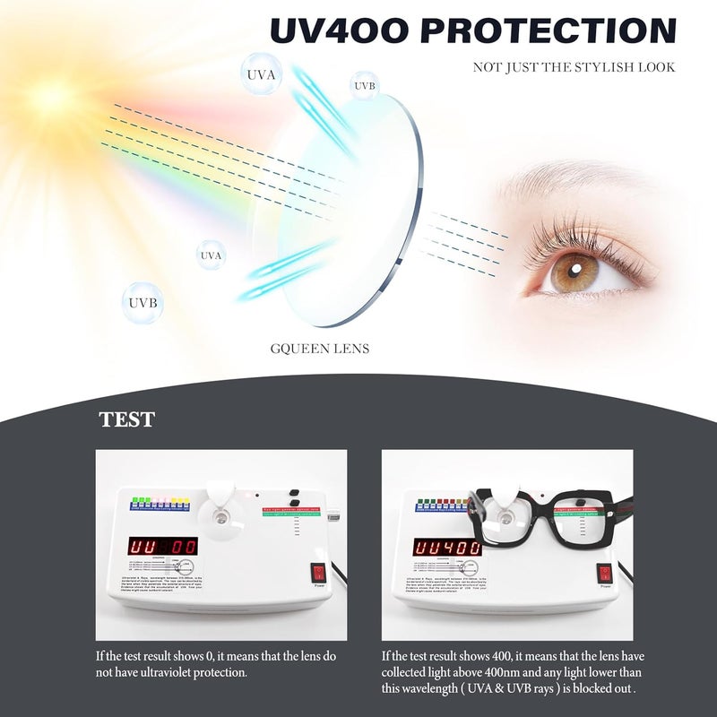 GQUEEN Oversized Fake Glasses Women Men Retro Thick Big Square Frame Clear Lens UV400 Protection Fashion Eyeglasses - Image 4